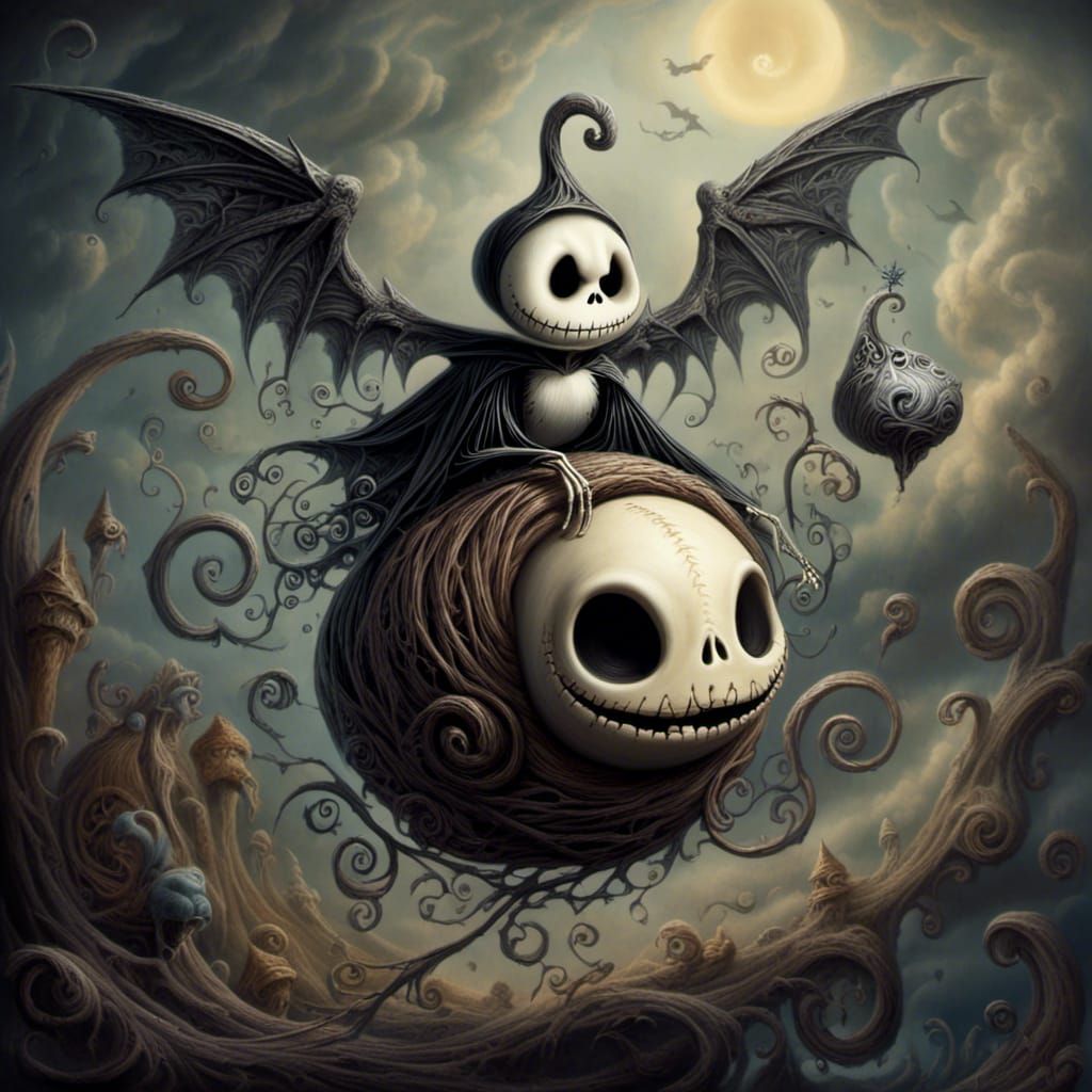 Winged Jack Skellington Snail Descending From Heaven