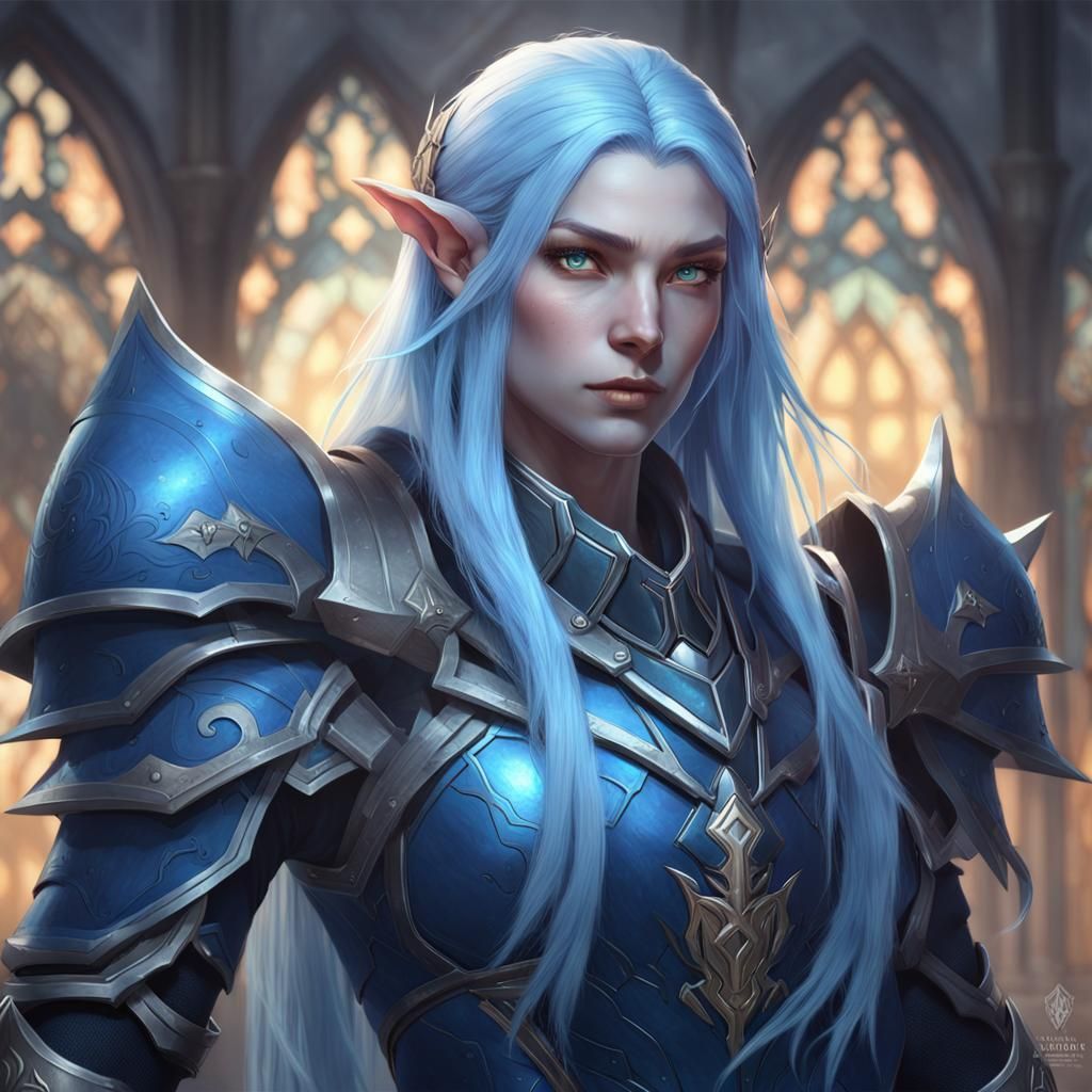 Selune Elf Cleric Portrait in Hyperdetailed Digital Art