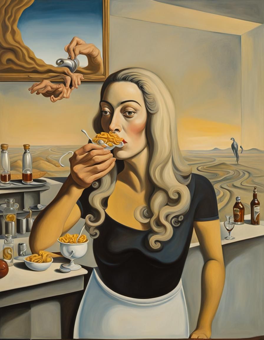 Surreal Bartender's After-Work Snack in Dali Style