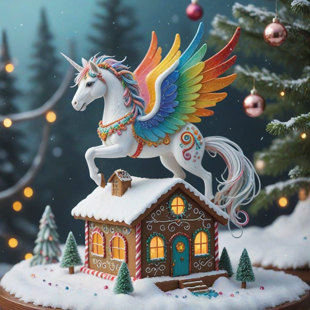 Miniature Alicorn in Gingerbread Village