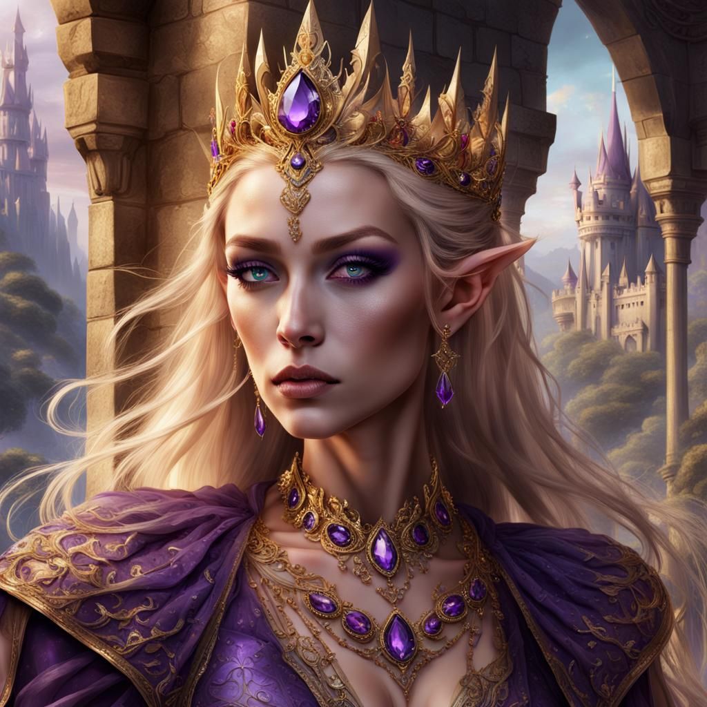Elven Princess with Crystal Crown, Fantasy Art