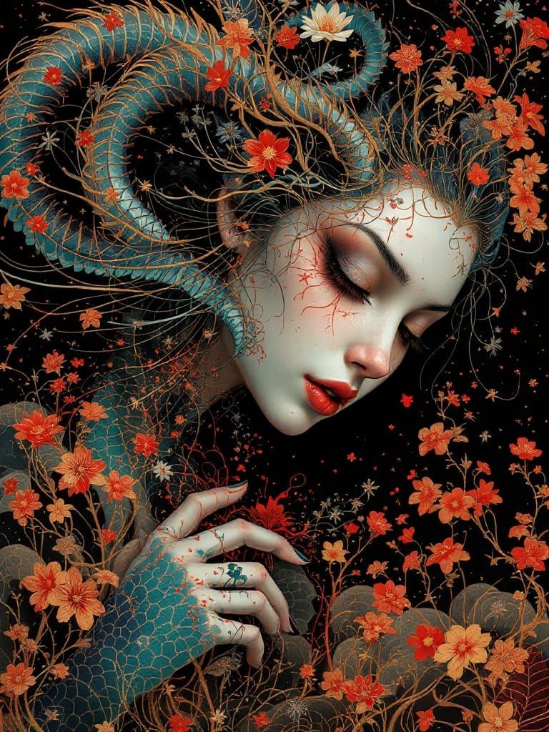 Surreal Portrait Over Dark Tsingy Rouge Landscape