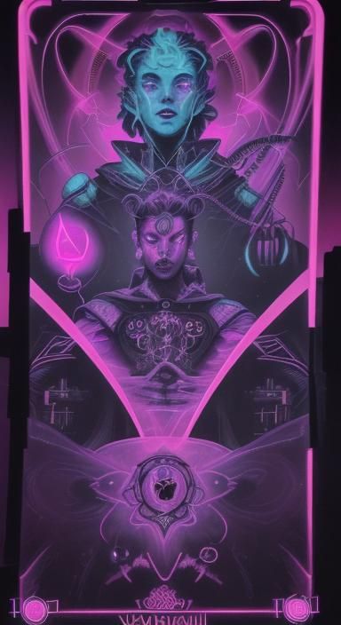 Hierophant Tarot Card in Cyberpunk Steampunk Style