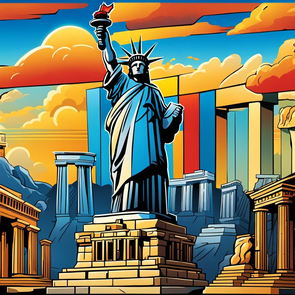 Cartoon Wonders of the World in Comic Book Style