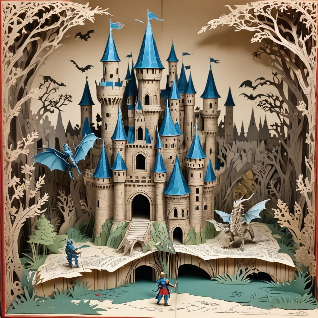 Pop-Up Book: Knight vs Dragon at Paper Castle