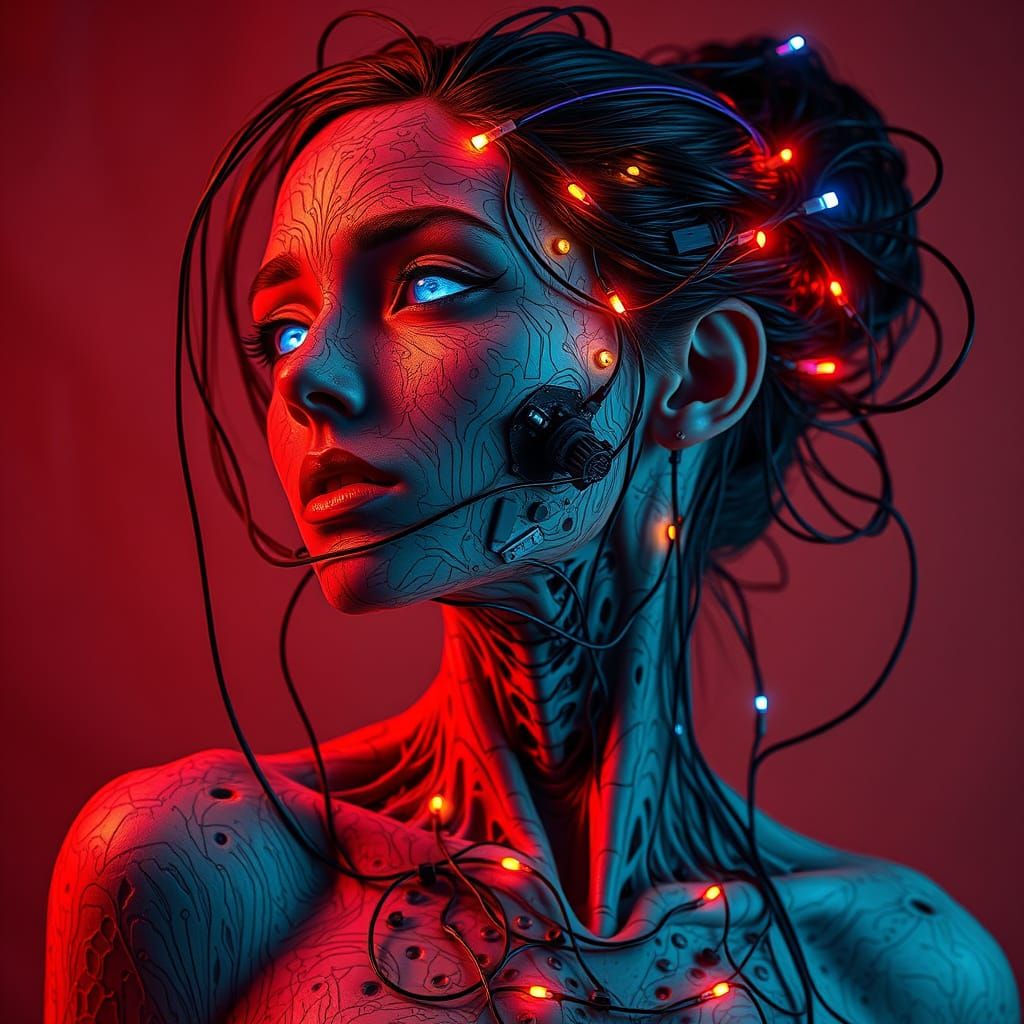 Cyberpunk Art Nouveau Body Horror Portrait