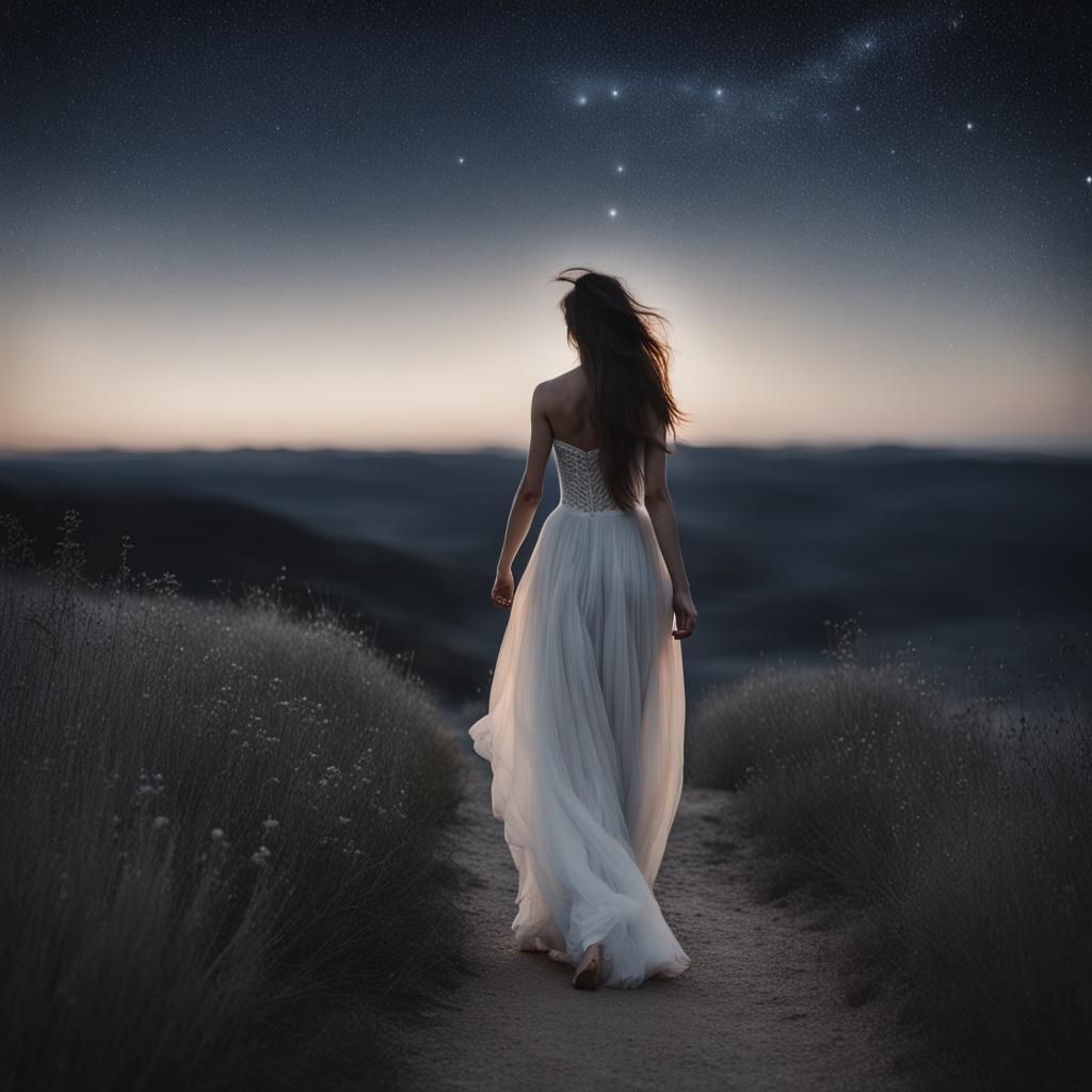 Serene Beauty Under Starry Night Sky