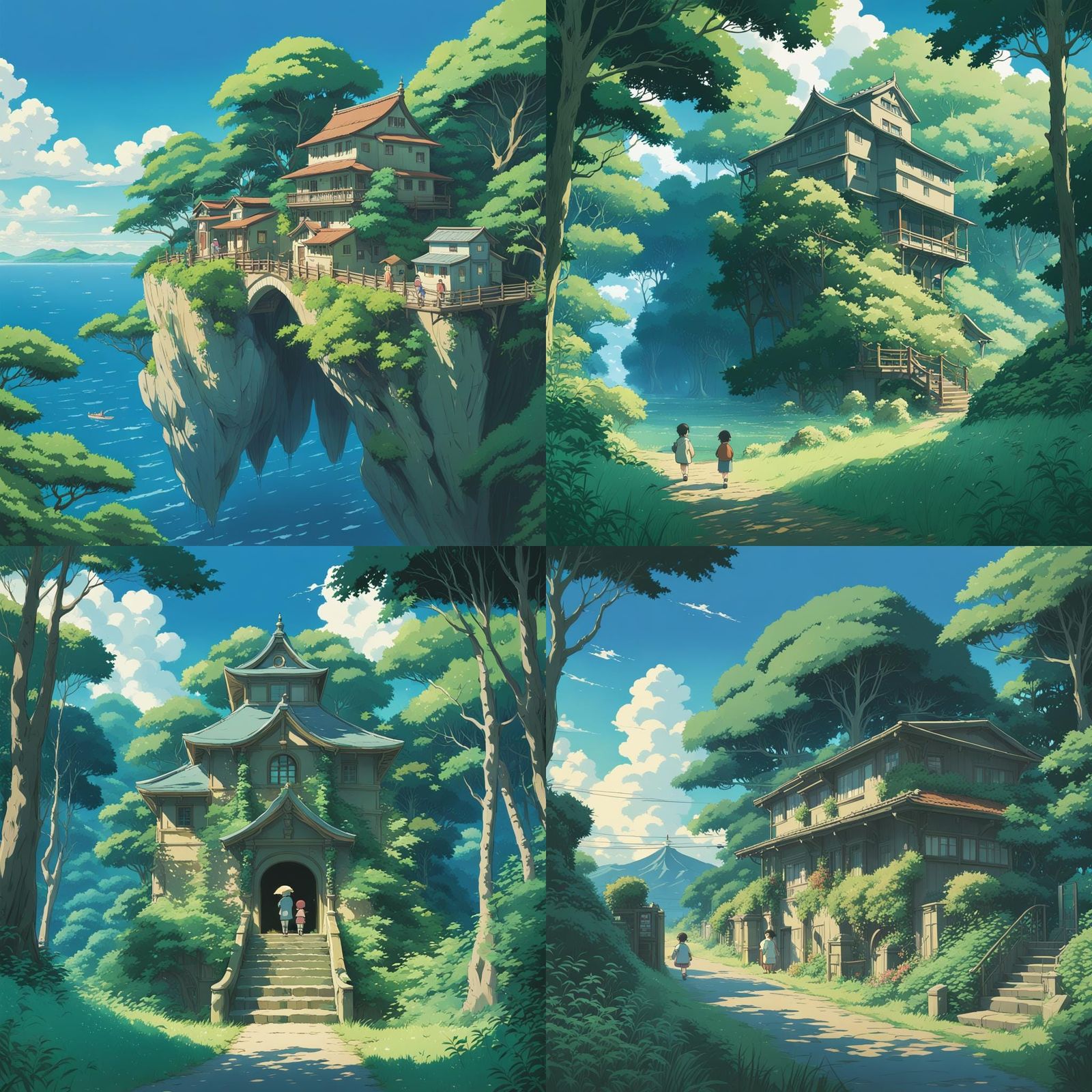 Smiling Children in Anime Style, Ghibli Inspired