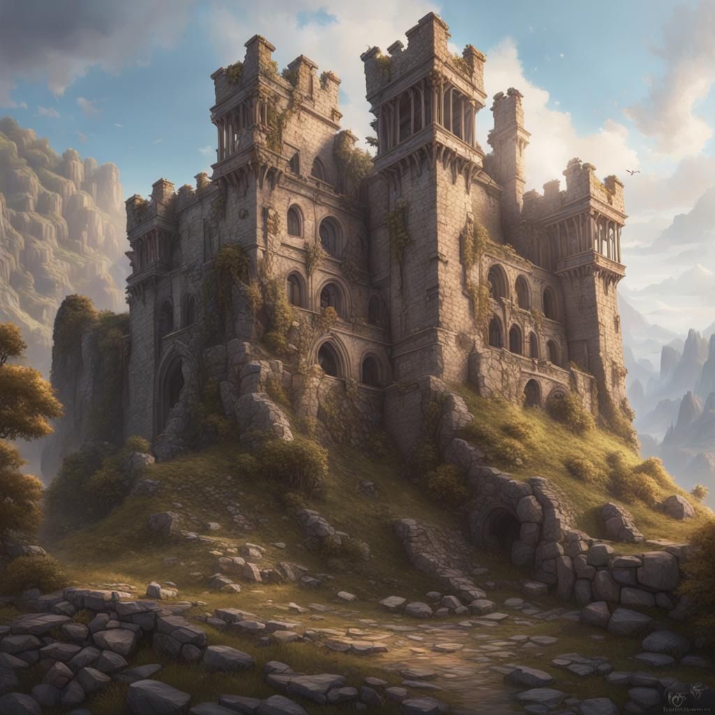 Medieval Castle Ruins: Hyperdetailed Portrait