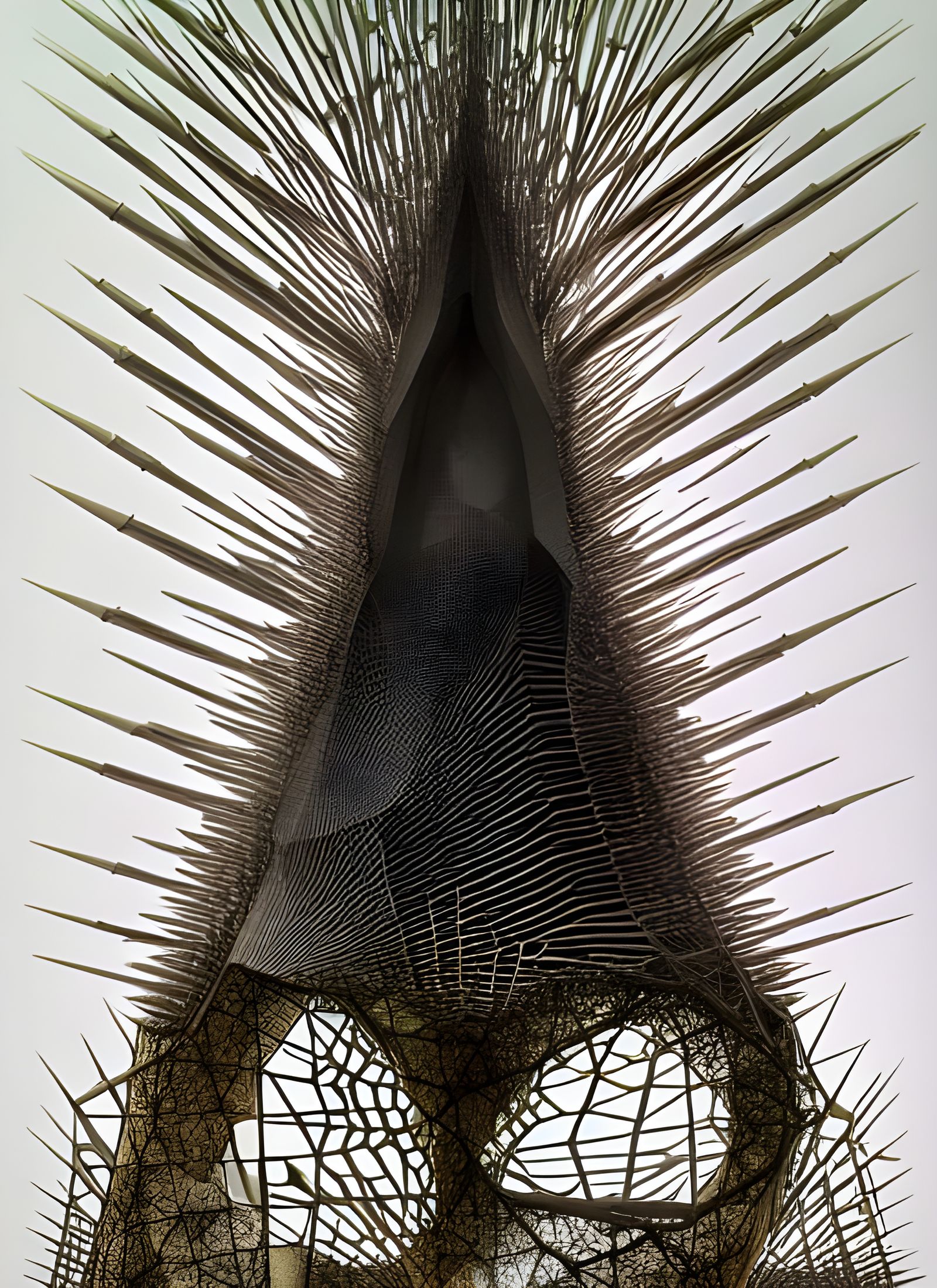 Intricate Stone Structure with Golden Curves