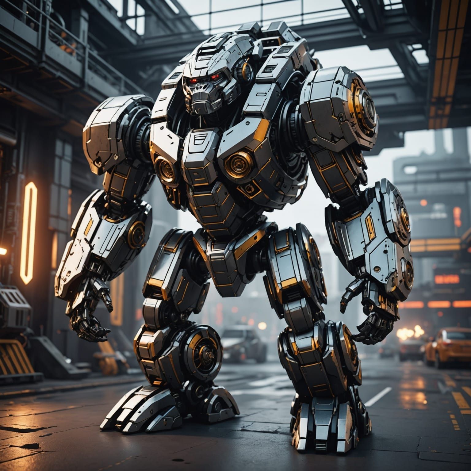 Futuristic Sci-Fi Gorilla with Mechanical Details