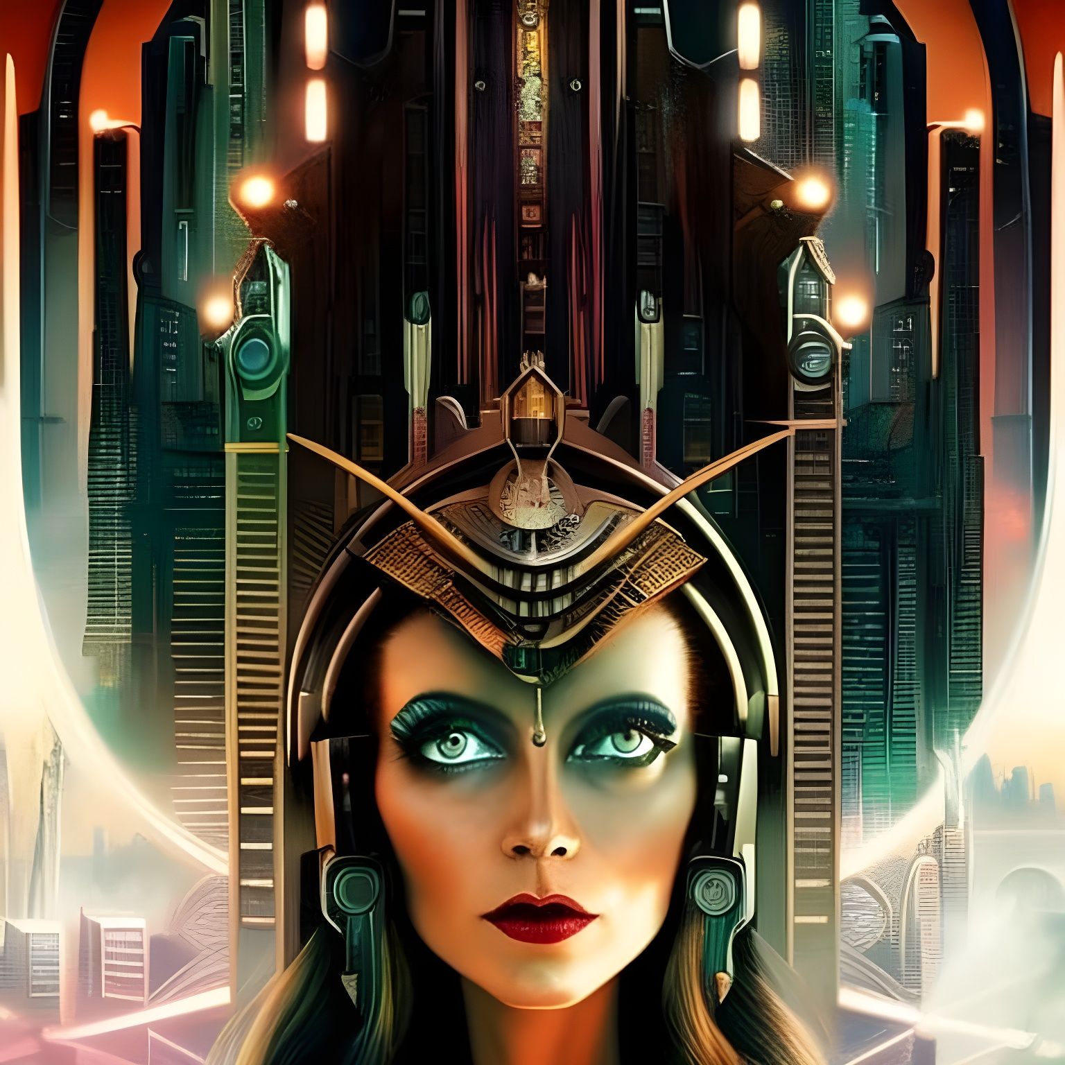 Retrofuturistic Metropolis: Dystopian Sci-Fi Art Nouveau