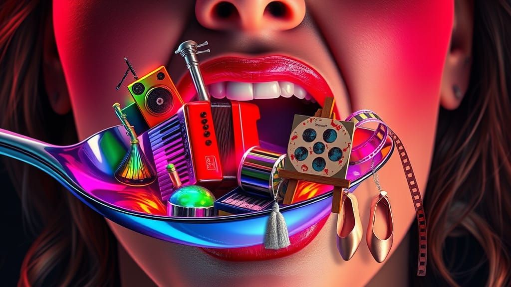 Neon Noir Goddess Devours Musical Marvels