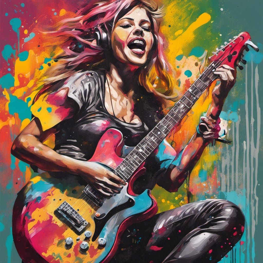 Colorful Graffiti Art of a Singer with Guitar