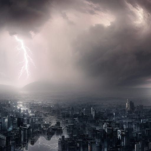 Hurricane Destroys City in Epic Digital Painting