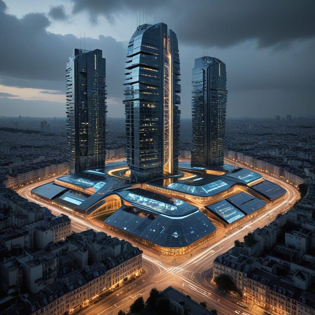 Urbain, megastructure,technologie, futuriste, interactif Urb...