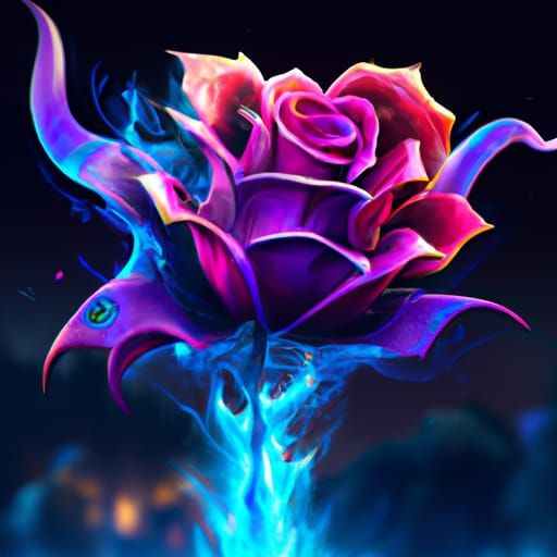 Flaming Purple Rose: Detailed Fantasy Concept Art