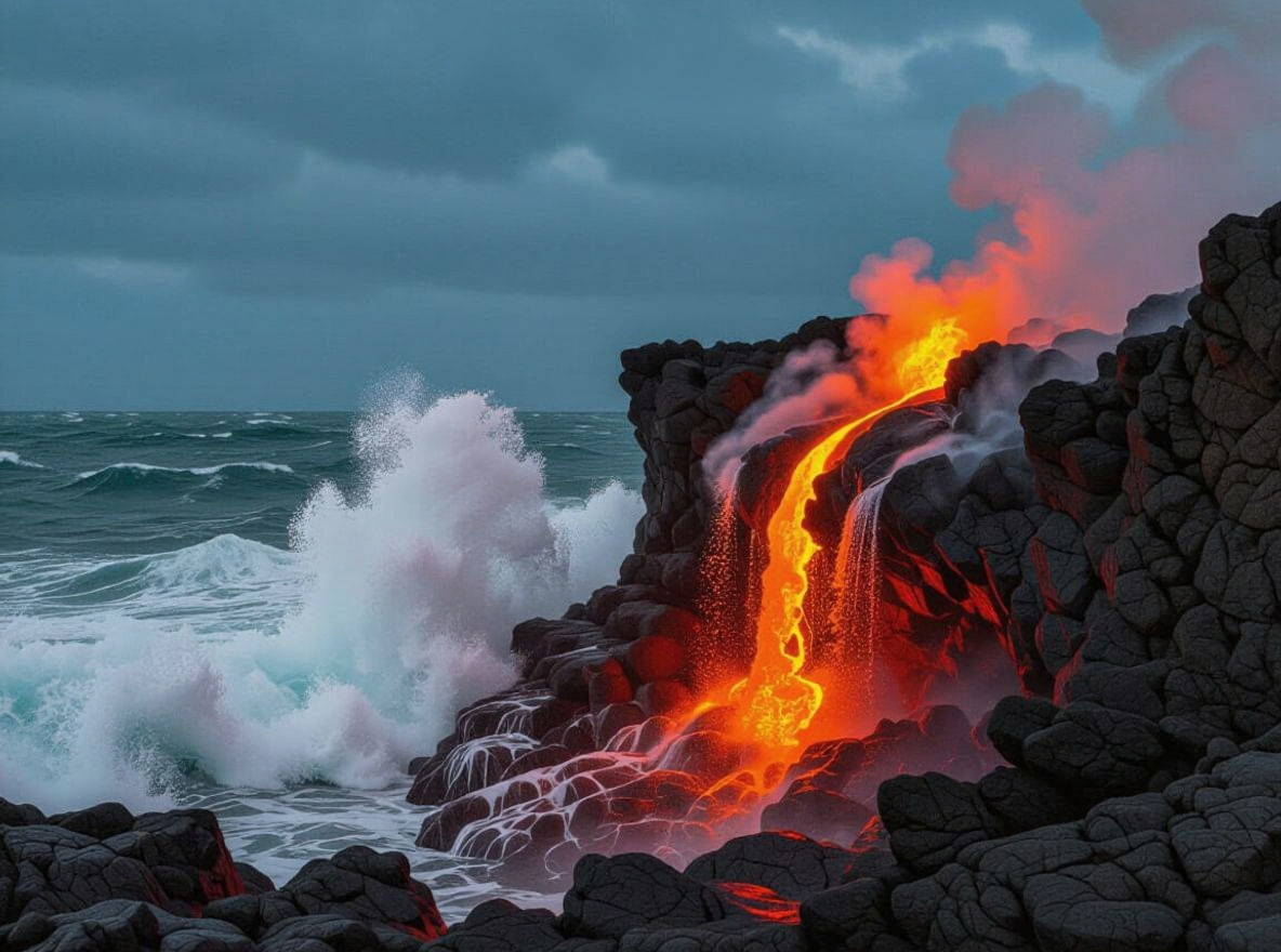 Lava Meets Sea: A Dramatic Seascape
