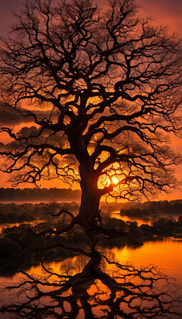 Stunning Tree Silhouette at Sunset