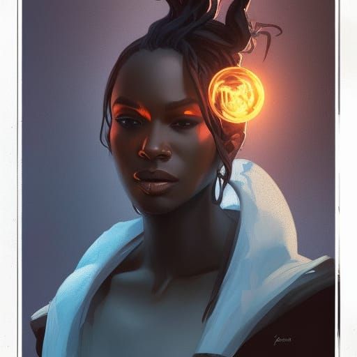 Handsome Black Male Witch Portrait in Digital Art Style