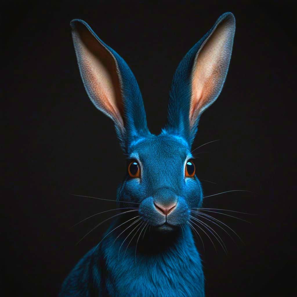 Ethereal Jack Rabbit Silhouette with Cobalt Eyes