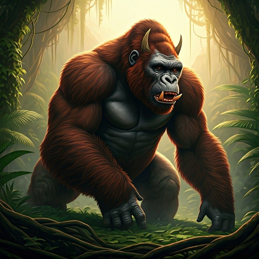 Gorilla-like Hunters in Jungle, Cinematic 4K