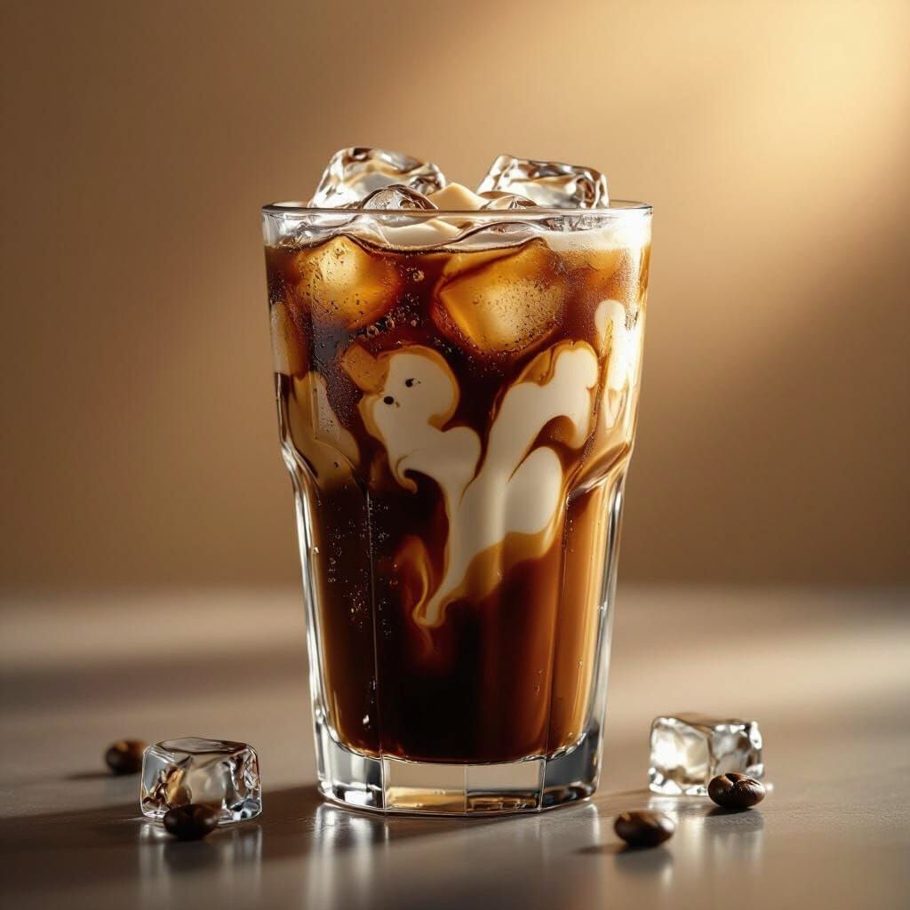 Realistic Iced Coffee in Tan and Brown Tones