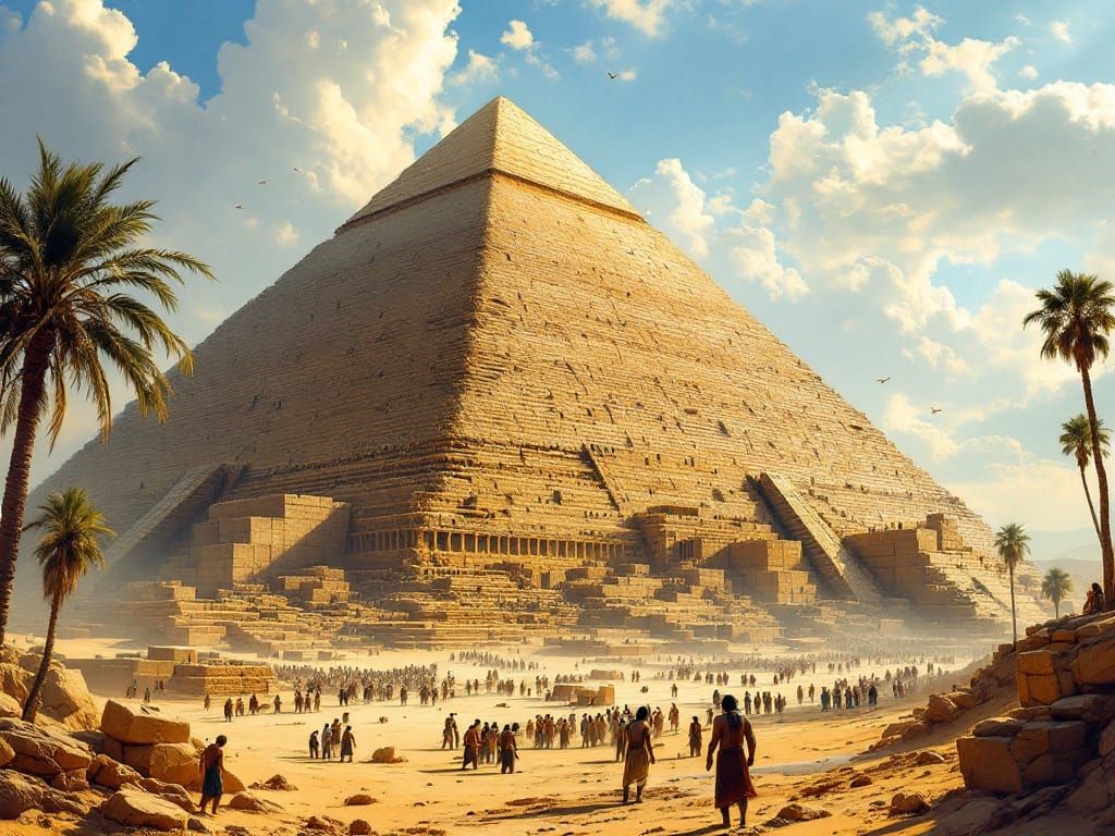 Egyptian Pyramid Under Construction in Majestic Ancient Styl...