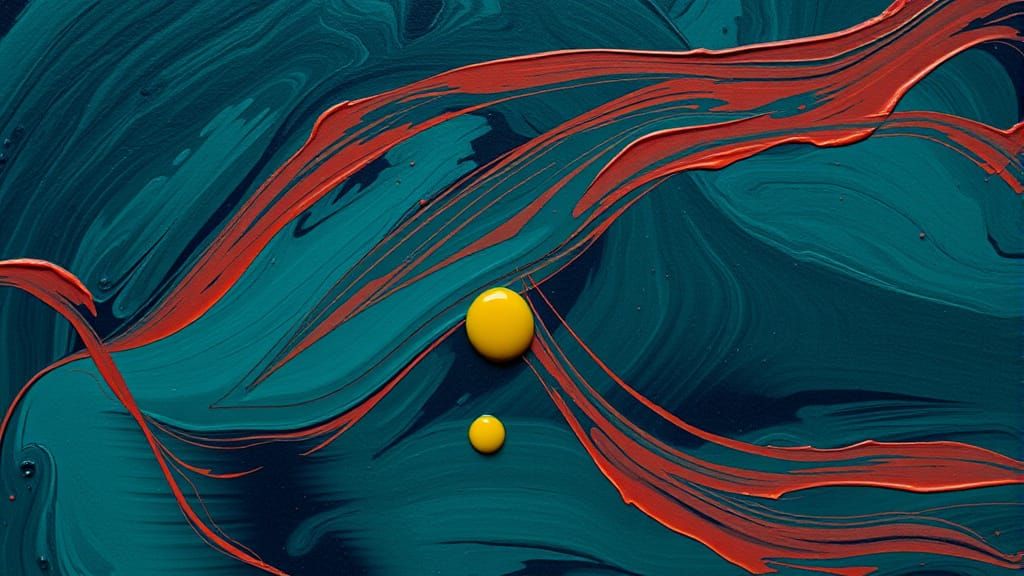 Abstract Swirls of Color with Yellow Accent