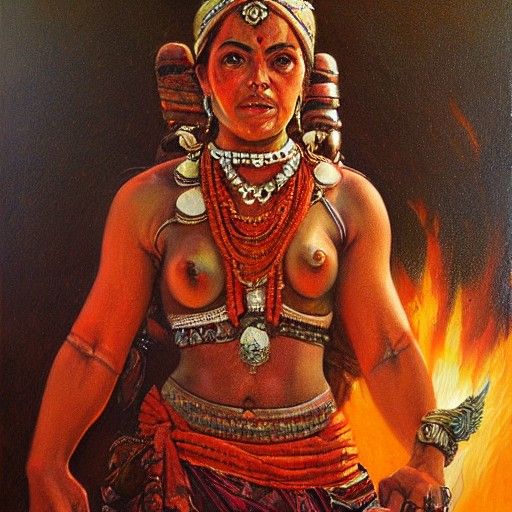 Painting of Kali in Oil by Gurney