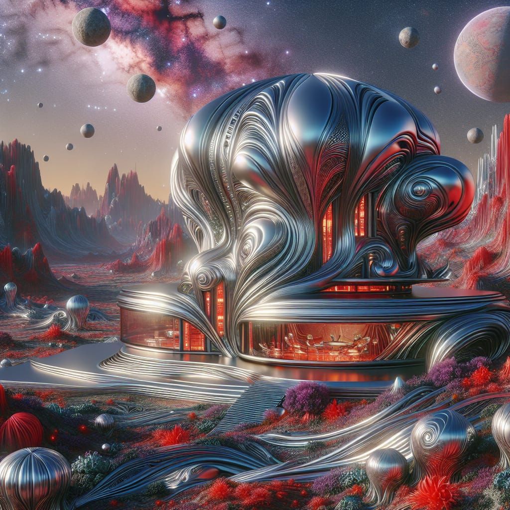 a hyperrealistic 5d art portrait of an alien house, the hous...