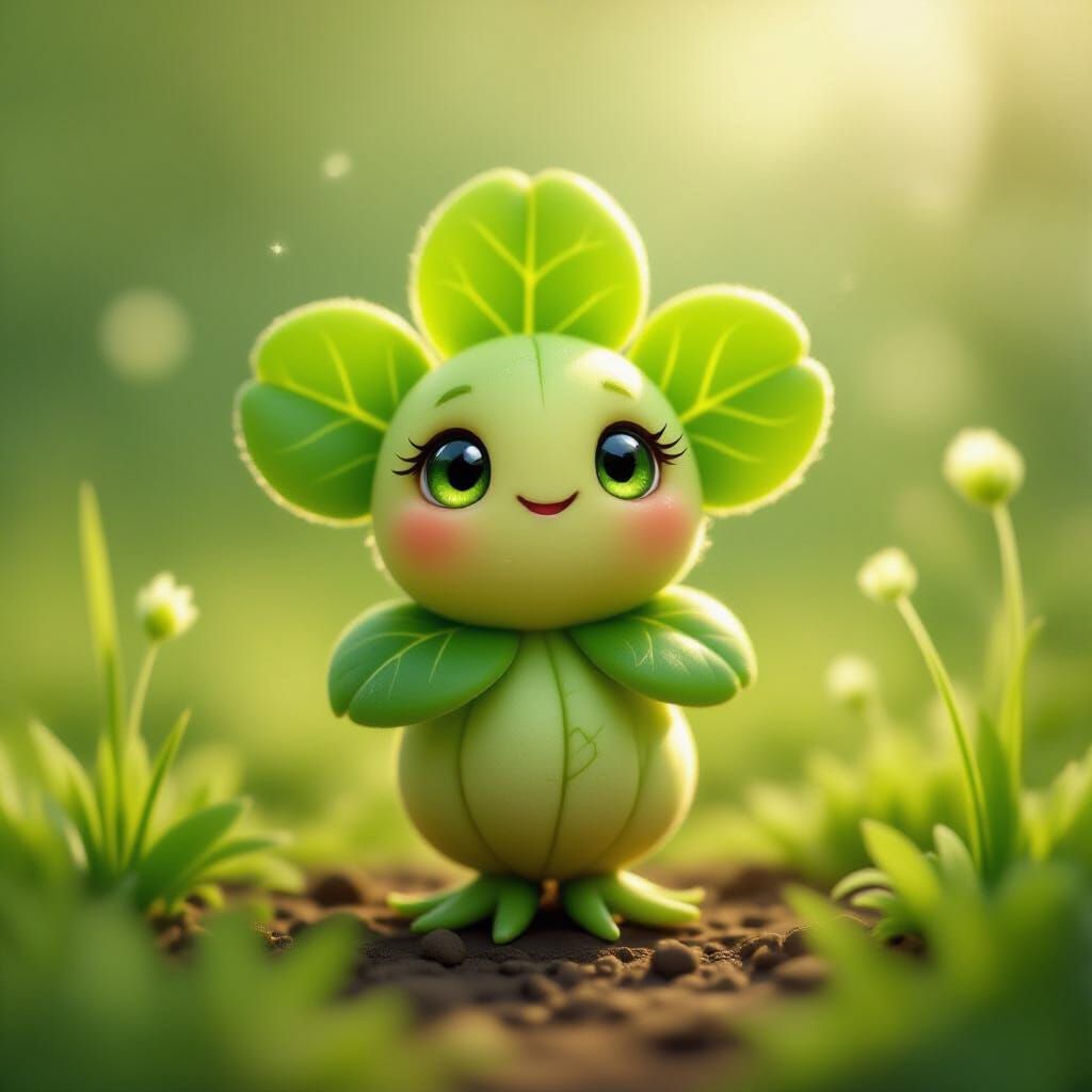 Sprilf: A Gentle Plant Creature with Glowing Eyes