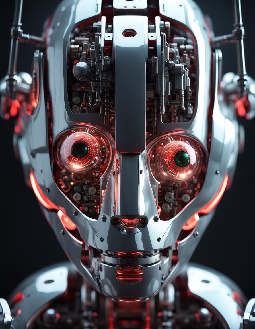 Futuristic Robot Portrait in Hyperrealistic Style