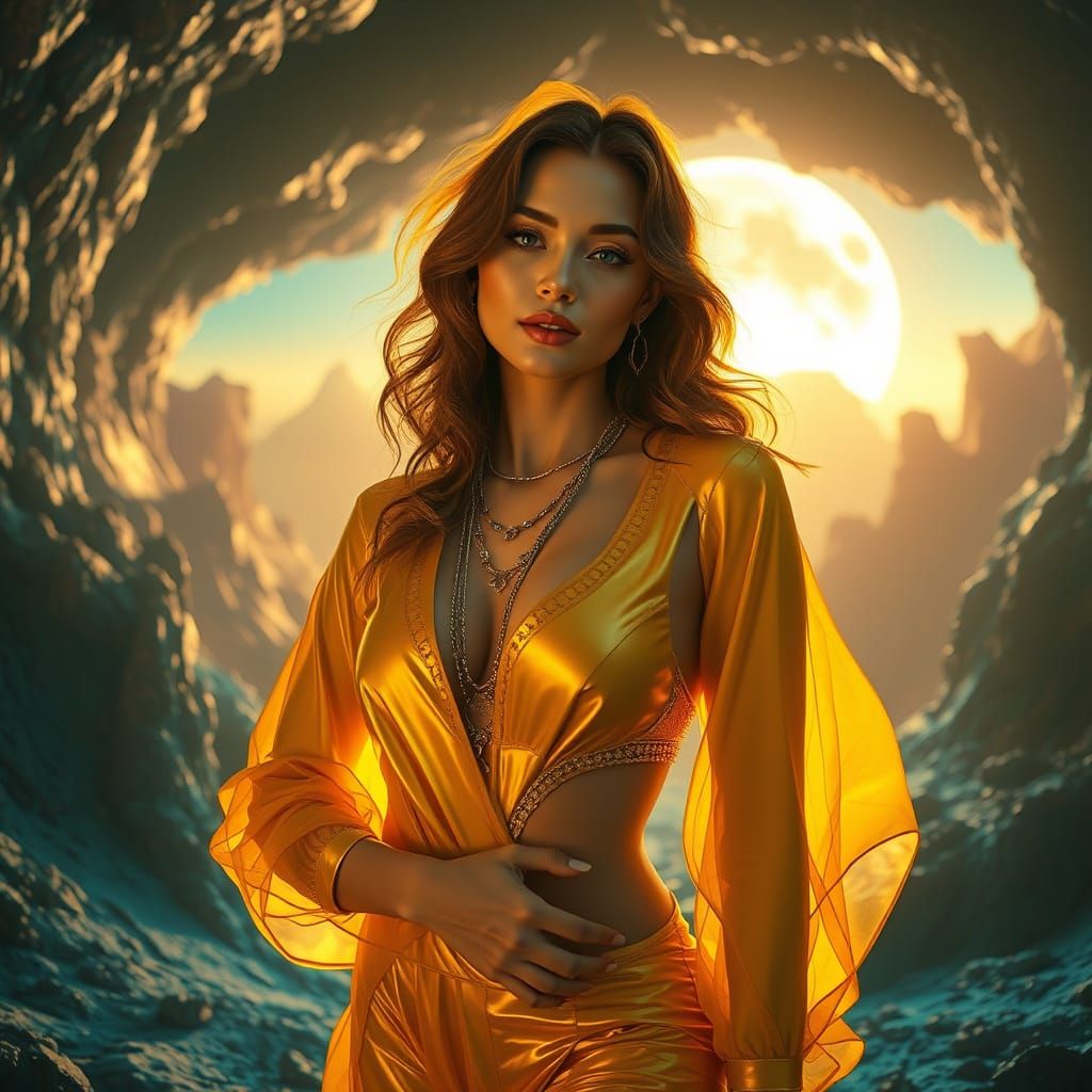 Golden Surreal Dreamscape with Dynamic Lighting