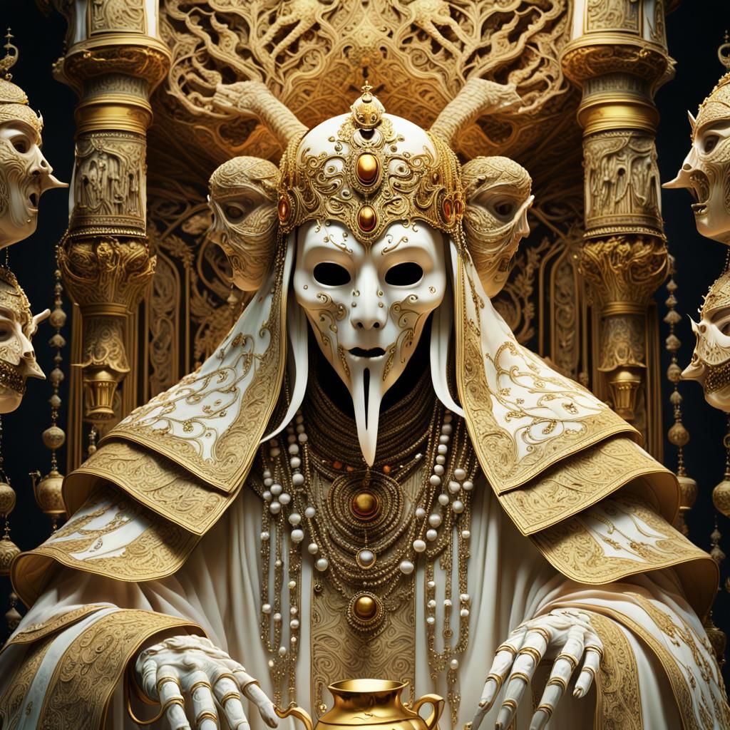 Ghostly Collector Amidst Treasure Trove