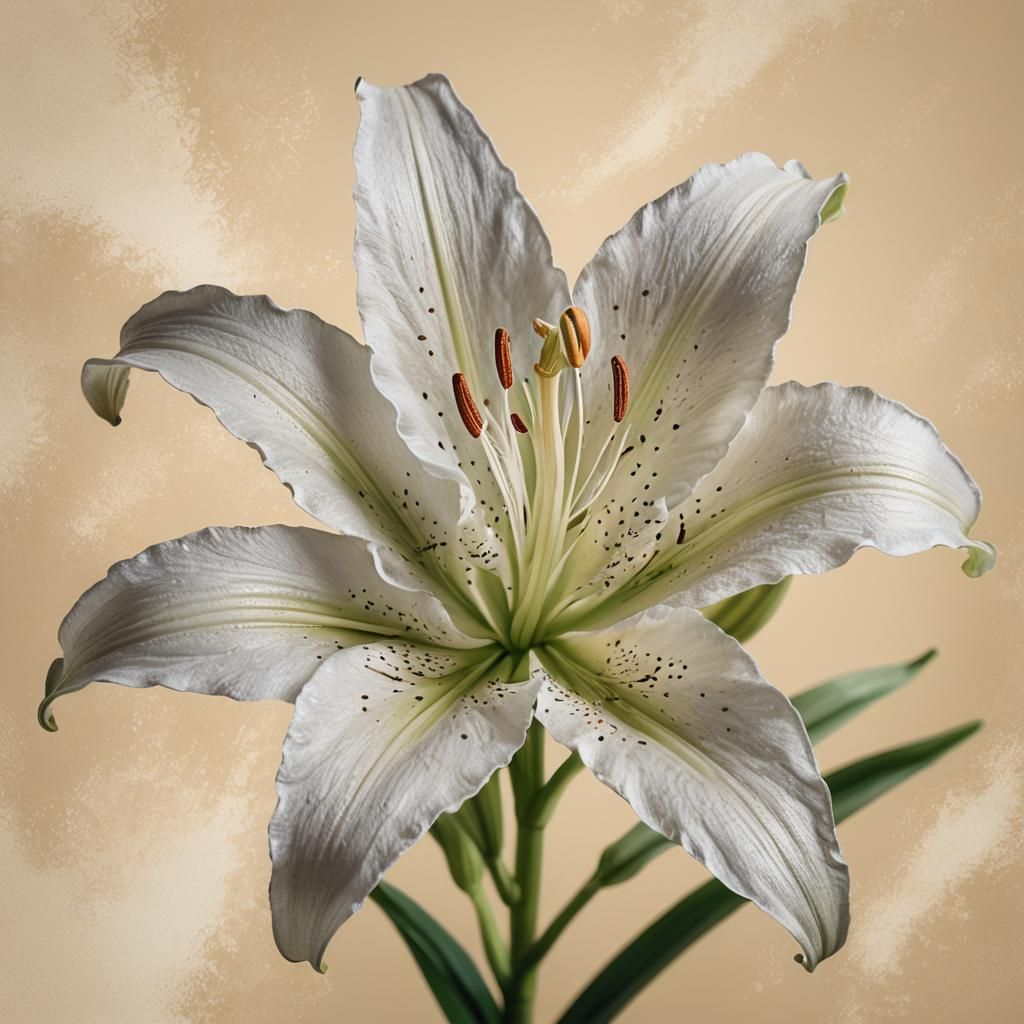 Light Gray Lily in Soft Impressionism Style
