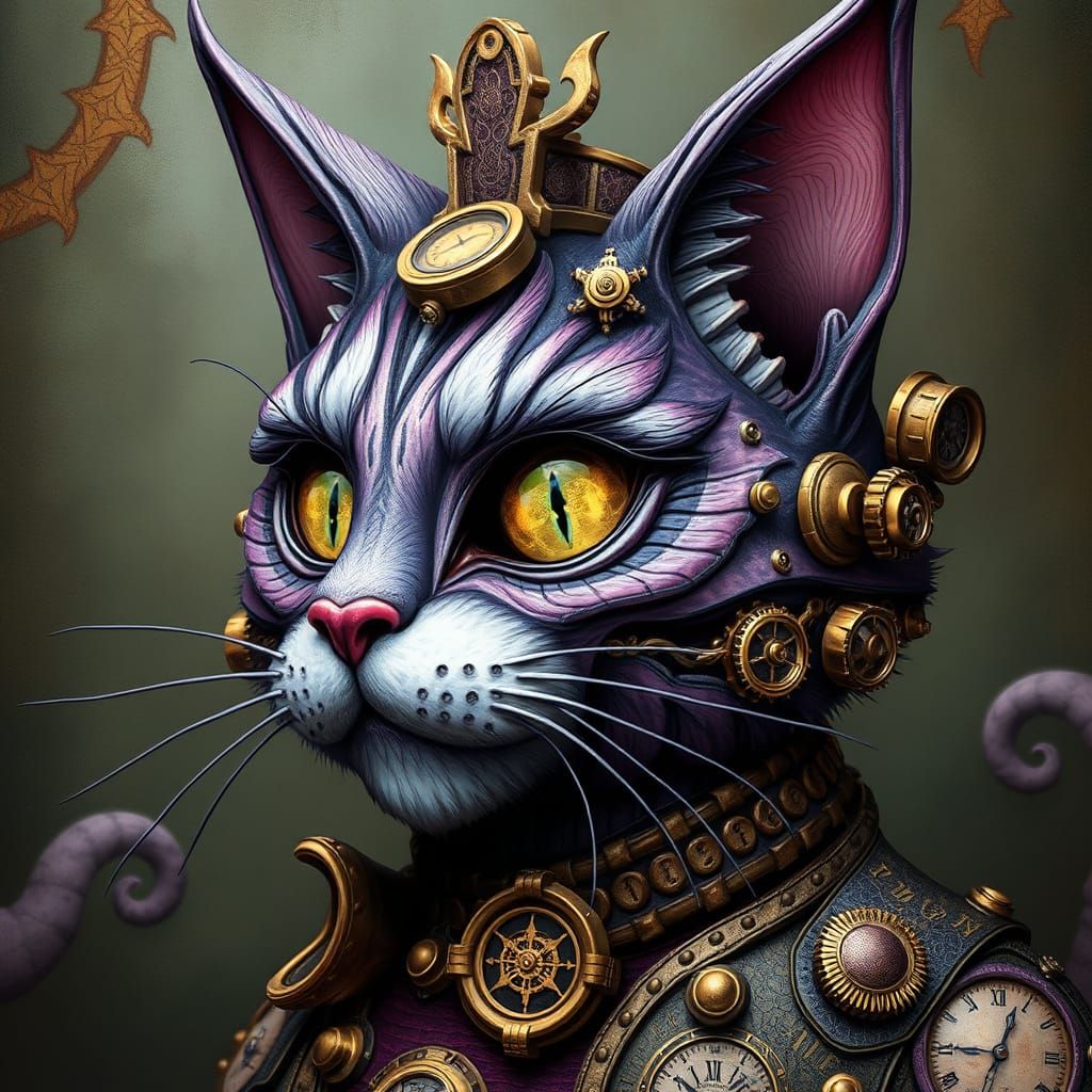 Intricate Steampunk Feline Masterpiece