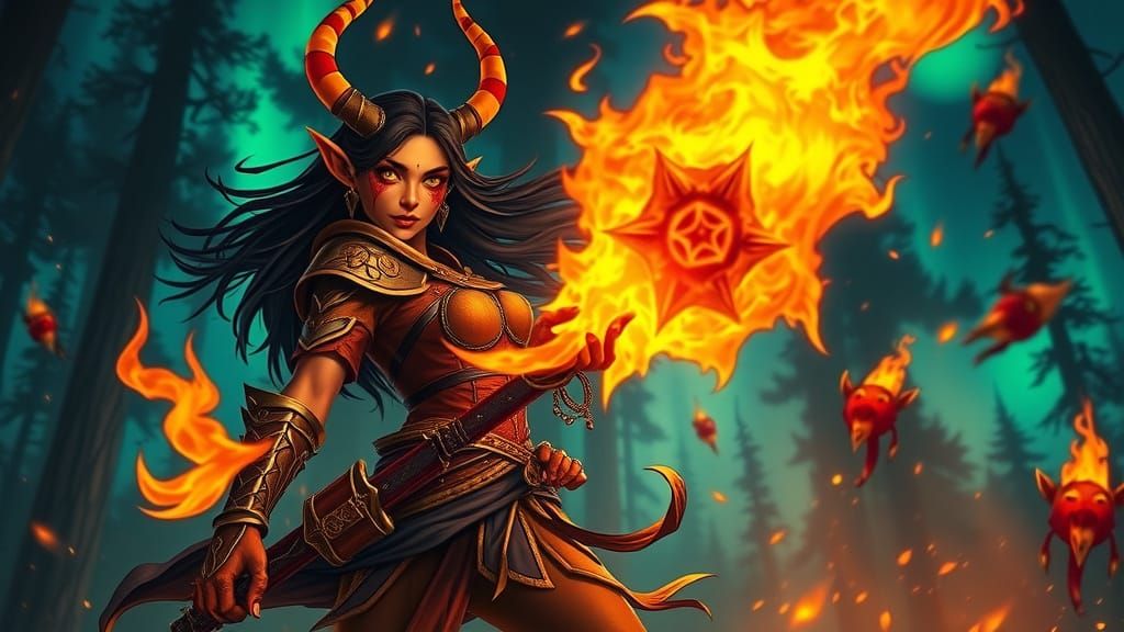 Hobgoblin Warrior-Mage Casting Fire Tornado