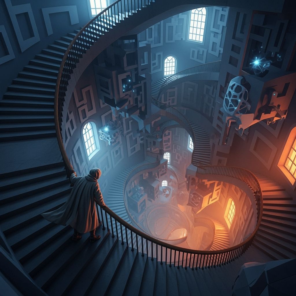 Endless Staircase to Infinite Void with Fractal Lights