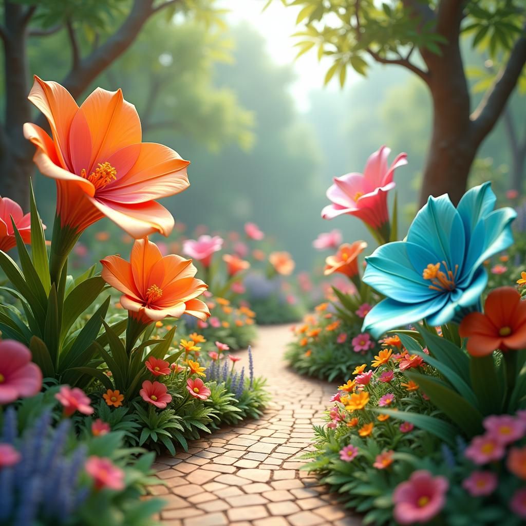 Dreamy Origami Garden in Hyper-Realistic 8K