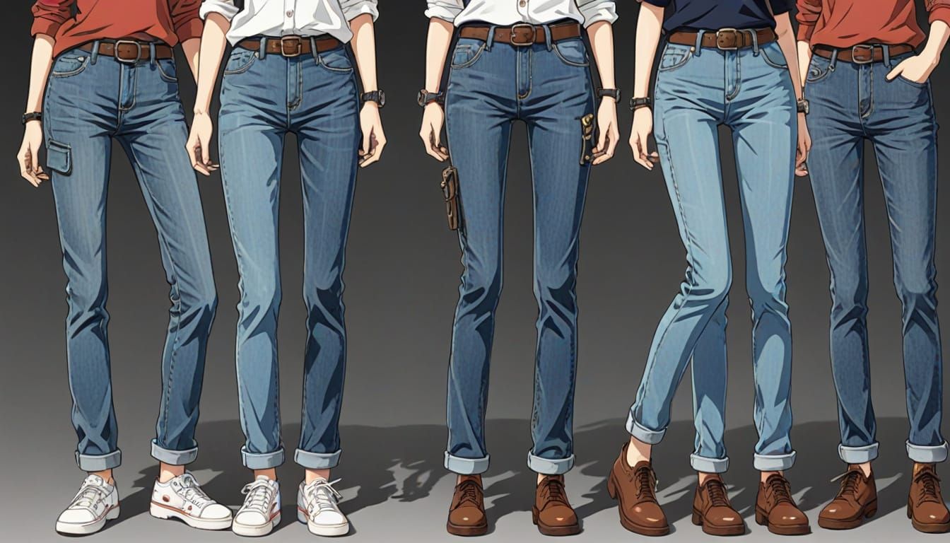 Fashion Jeans in Cartoon Ghibli Anime Style