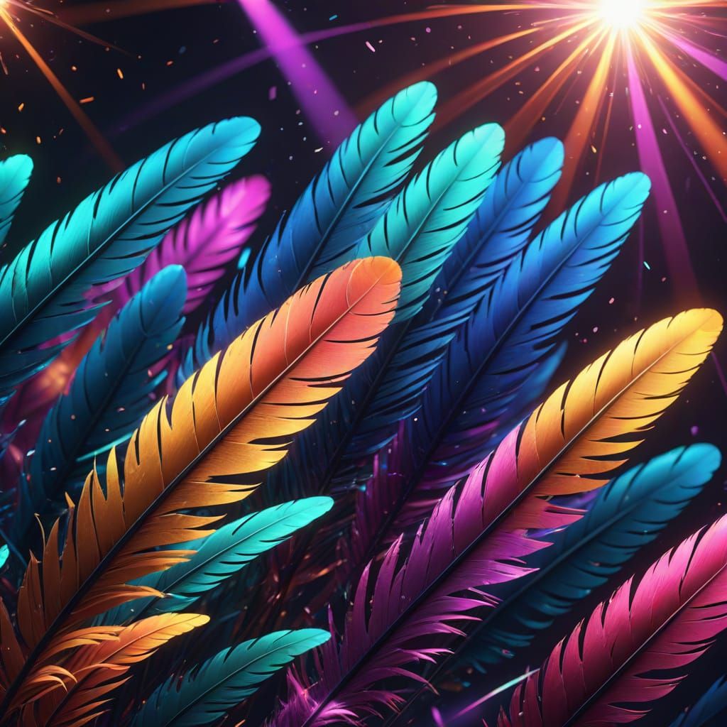 Laser Peacock: Vibrant 3D Digital Concept Art