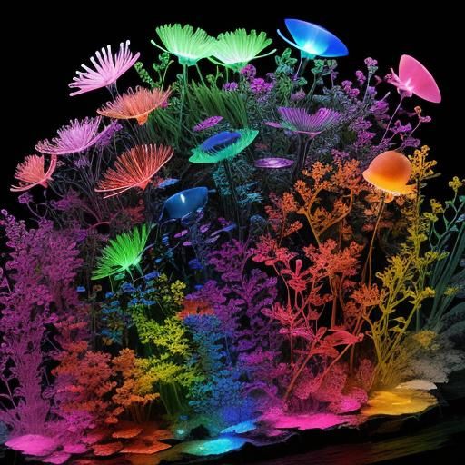 Bioluminescent Display of Pink, Orange, and Red