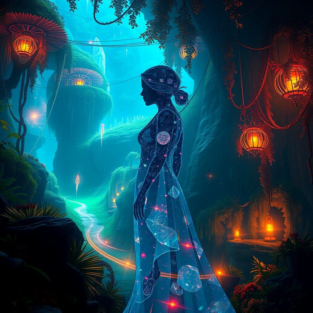 Crystalline Female Silhouette: Fantasy Concept Art