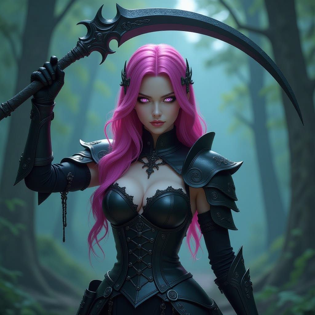 Dark Fantasy Warrior Woman in Gothic Armor