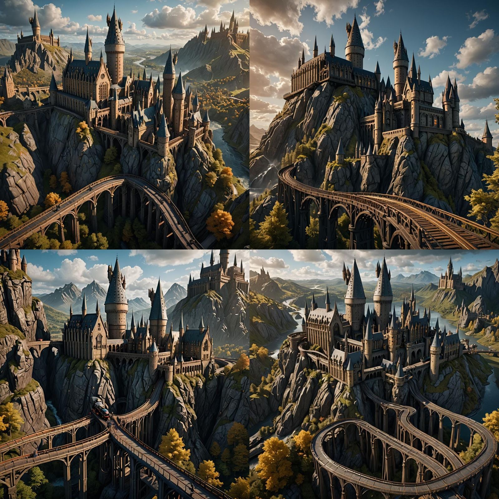 Hogwarts Rollercoaster: Detailed Fantasy Concept Art