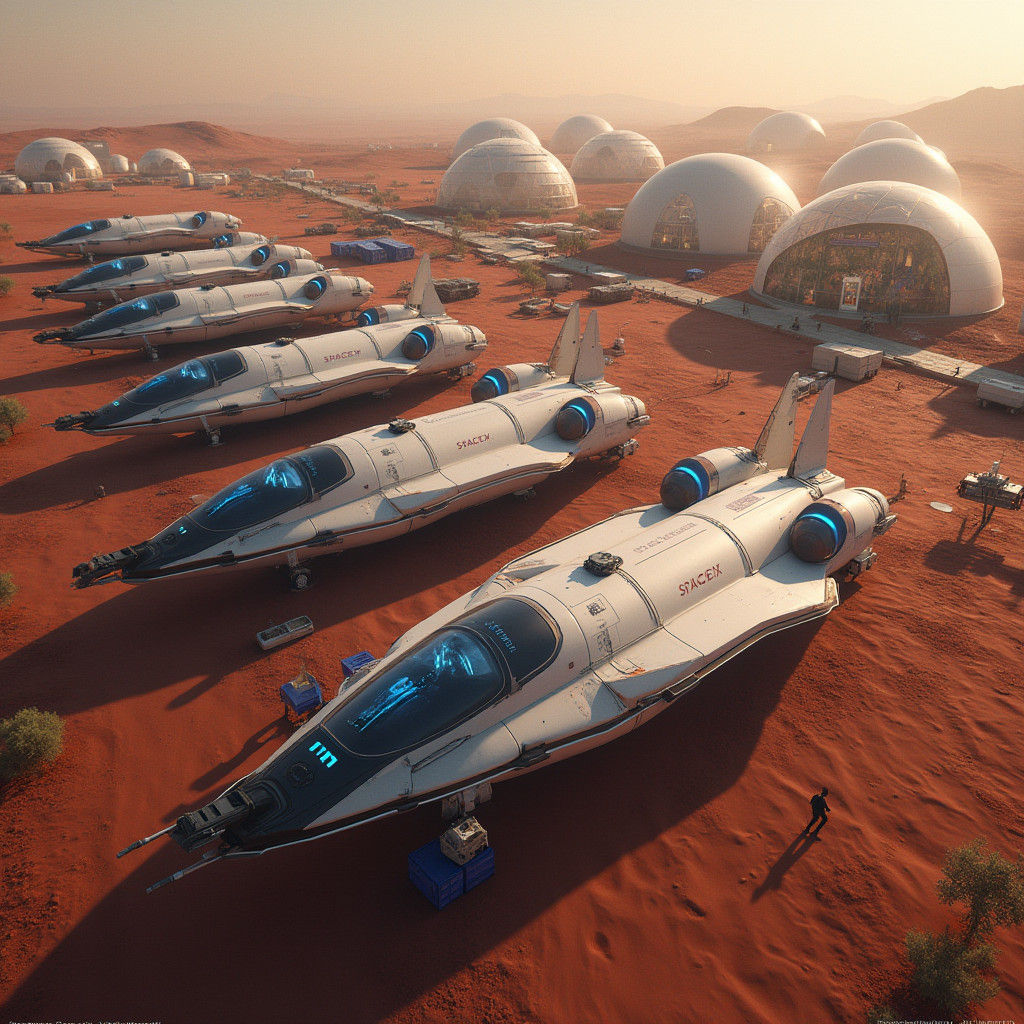 SpaceX Ships Docked on Mars: Matte Painting