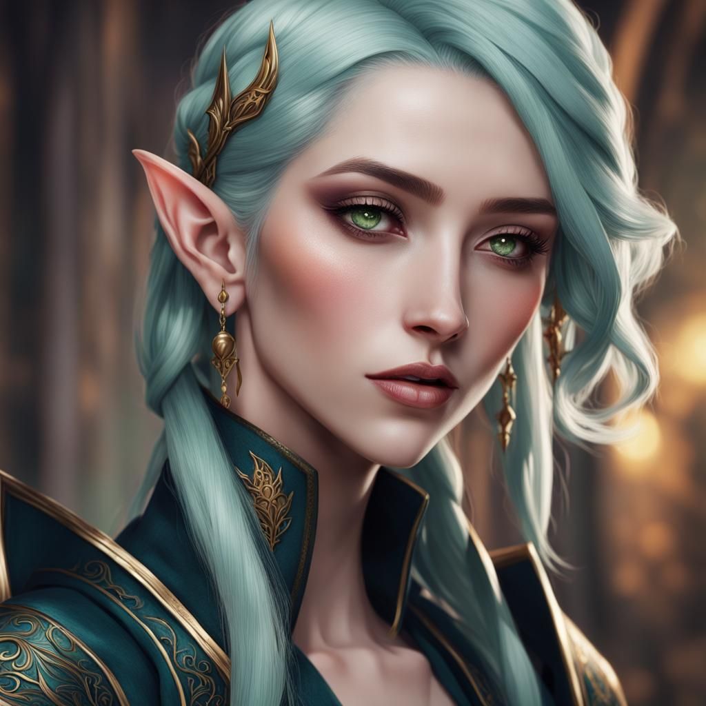 Elegant High Elf Portrait in Pastel Hues