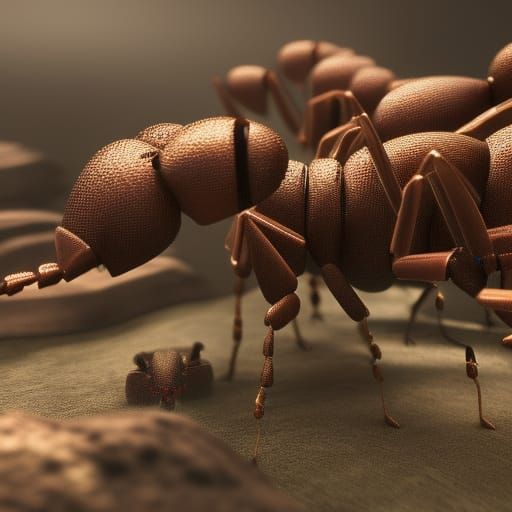 Mechanical Ants in Fantastical Landscape Art
