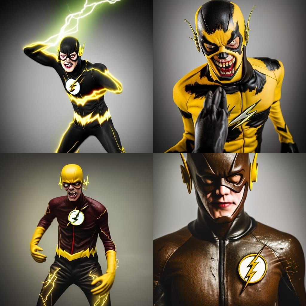 The Flash as Zombie with Black and Yellow Lightning